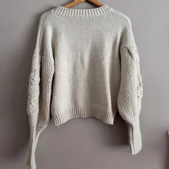 Stellah Cream Floral Appliqué Crewneck Sweater - Picture 4 of 4